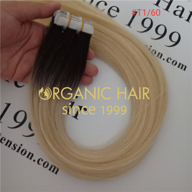 T1/60 color,double drawn,real remy human tape in hair extensionA20